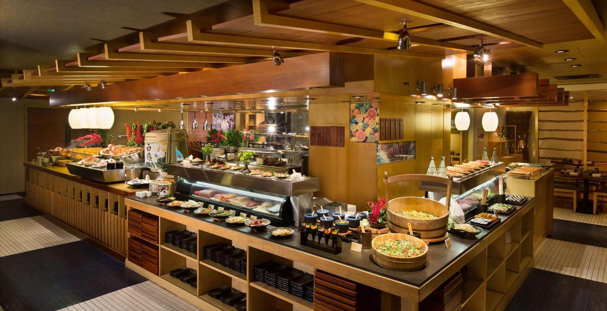 Grand Hyatt Taipei Otel Dış mekan fotoğraf A buffet at a restaurant
